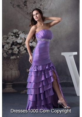 Beading and Ruffled Layers Column Strapless long 2013 Prom Dress