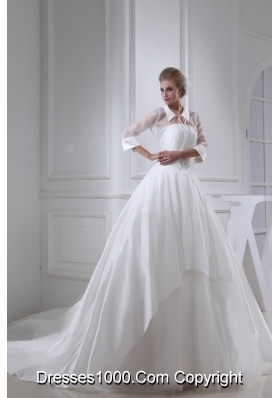 Beading Ball Gown Strapless Cathedral Train  Wedding Dress