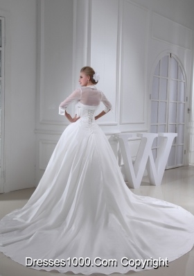 Beading Ball Gown Strapless Cathedral Train  Wedding Dress