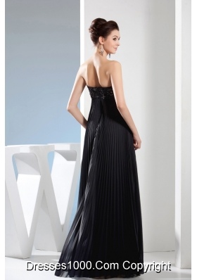 Beading long Black Strapless Empire Prom Dress With Natural Waist