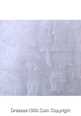 Beading Ruffles A-line Halter Court Train  Wedding Dress