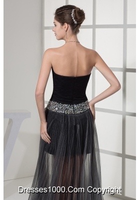 Beading Sweetheart High-low Black Prom Dress