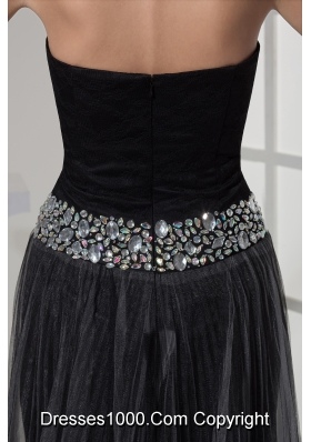 Beading Sweetheart High-low Black Prom Dress