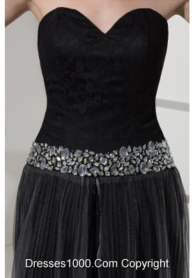 Beading Sweetheart High-low Black Prom Dress