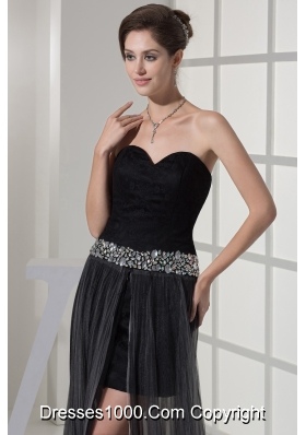 Beading Sweetheart High-low Black Prom Dress