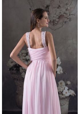 Beautiful Beading V-neck long Pink Column 2013 Prom Dress