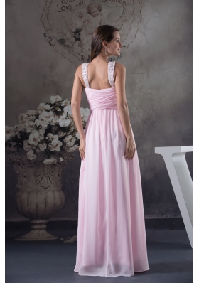 Beautiful Beading V-neck long Pink Column 2013 Prom Dress