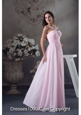 Beautiful Beading V-neck long Pink Column 2013 Prom Dress