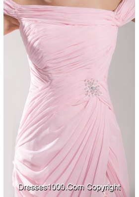 Empire Off the Shoulder Court Train Pink Prom /Celebrity Dress