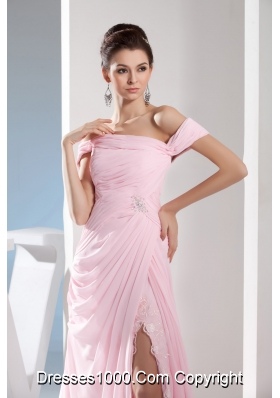 Empire Off the Shoulder Court Train Pink Prom /Celebrity Dress