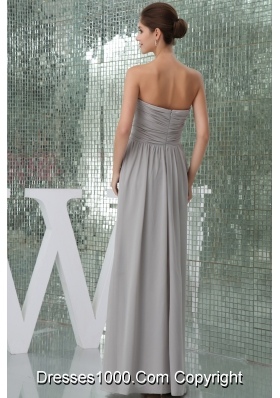 Hand Made Flowers Gray Strapless Empire Long Prom Dress