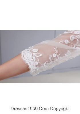 Lace V-neck Mermaid Court Train 3/4 Sleeves Wedding Dress