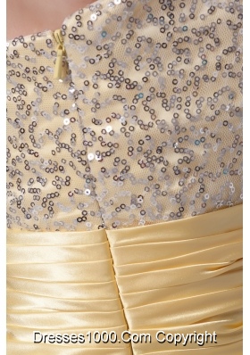 Light Yellow Sweetheart Knee-length Beading Prom Dress