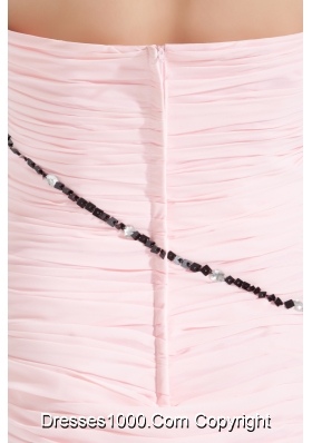 Ruching Column Strapless Short Prom Dress in Pink