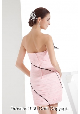 Ruching Column Strapless Short Prom Dress in Pink