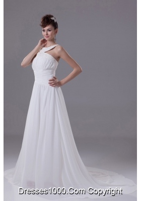 Scoop Neck Beading Princess Wedding Dress With Cross Criss Back