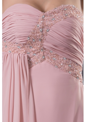 Simple Beading Sweetheart Pink Long Column 2013 Prom Dress