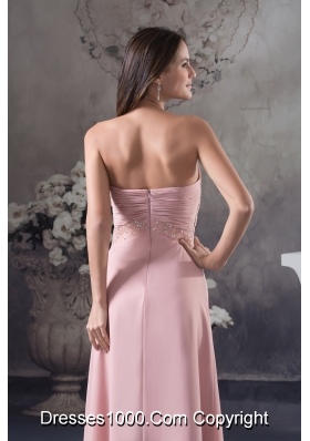 Simple Beading Sweetheart Pink Long Column 2013 Prom Dress