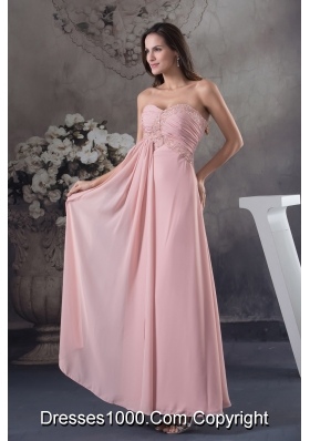 Simple Beading Sweetheart Pink Long Column 2013 Prom Dress