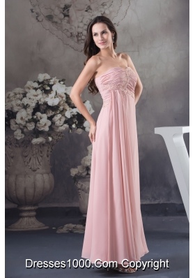 Simple Beading Sweetheart Pink Long Column 2013 Prom Dress