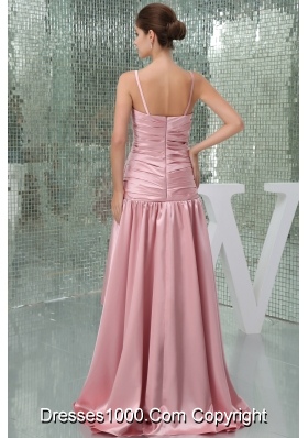 Spaghetti Straps Pink Empire High Low Prom Dress For 2013 Customize