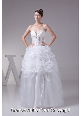 Spaghetti Straps White Pick-ups Lace Long Wedding dress