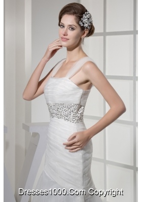 Square Neck Beautiful Beading  Long Princess Wedding Dress