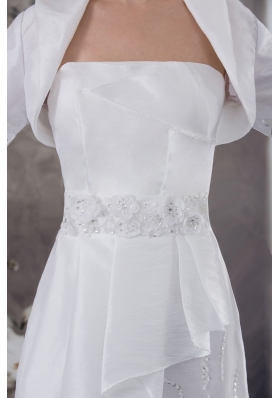 Strapless Column Jacket Beading Appliqes Wedding Dress