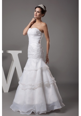 Sweetheart Long Mermaid Appliques Wedding Dress For Custom Made