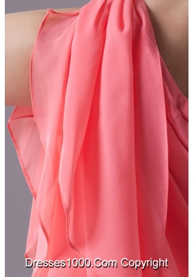 Watermelon Beading One Shoulder Knee-length  Prom Dress