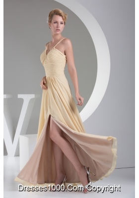 2013 Trendy High Slit V-neck Long Empire Prom Dress