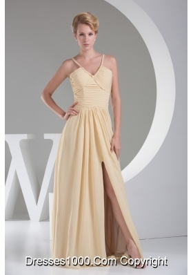2013 Trendy High Slit V-neck Long Empire Prom Dress