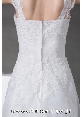 A-line Straps Lace Court Train Wedding Dress