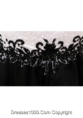 Appliques Black and White A-Line Sweetheart Prom Dress