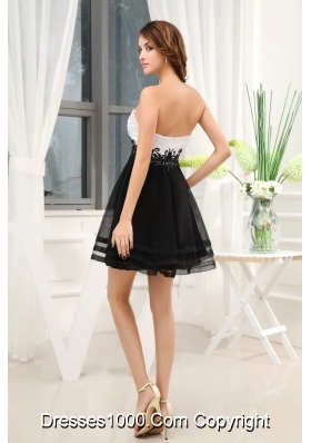 Appliques Black and White A-Line Sweetheart Prom Dress