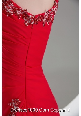 Appliques One Shoulder Red Classical Column Prom / Evening Dress