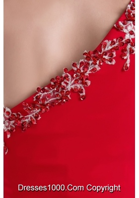 Appliques One Shoulder Red Classical Column Prom / Evening Dress