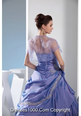 Appliques Ruching Ball Gown Floor-length Strapless Quinceanera Dress