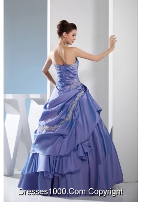 Appliques Ruching Ball Gown Floor-length Strapless Quinceanera Dress