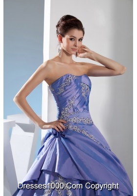 Appliques Ruching Ball Gown Floor-length Strapless Quinceanera Dress