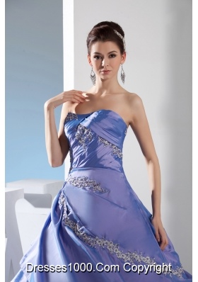 Appliques Ruching Ball Gown Floor-length Strapless Quinceanera Dress