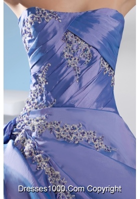 Appliques Ruching Ball Gown Floor-length Strapless Quinceanera Dress