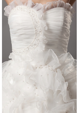 Ball Gown Beading Sweetheart Floor-length Ruffles Wedding Dress