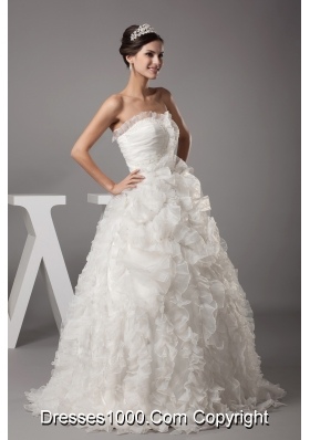 Ball Gown Beading Sweetheart Floor-length Ruffles Wedding Dress