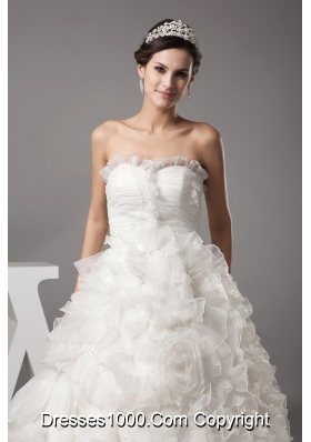 Ball Gown Beading Sweetheart Floor-length Ruffles Wedding Dress