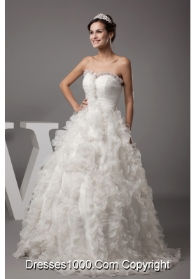 Ball Gown Beading Sweetheart Floor-length Ruffles Wedding Dress