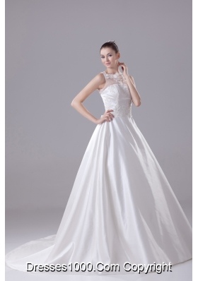 Bateau Neck New A-line / Princess Lace Wedding Dress