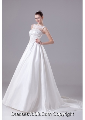 Bateau Neck New A-line / Princess Lace Wedding Dress