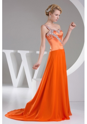 Beaded Decorate Shoulder Exclusive Long Empire Prom Dress