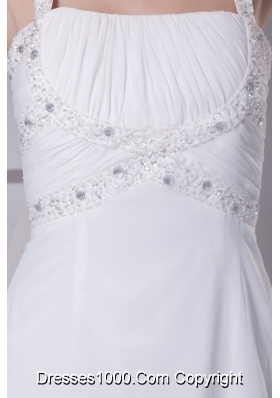 Beading and Ruching Straps Empire Long Wedding Dress